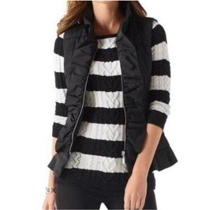 White House Black Market Ruffled Black Puffer Vest